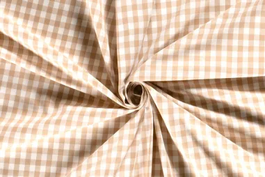 Boerenbont stoffen - Katoen stof - poplin - boerenbont ruit (1 cm) - beige - 5635-053