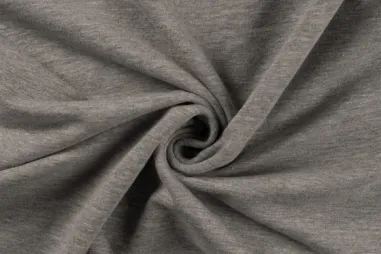 96% katoen, 4% elastan stoffen - Tricot stof - French Terry - lichtgrijs gemêleerd - 0196-651