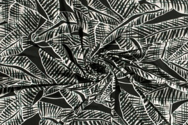 Soepele stoffen - Tricot stof - abstract - zwart wit groen - 20201-028
