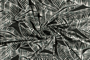 Zwart / Wit stoffen - Tricot stof - abstract - zwart wit groen - 20201-028