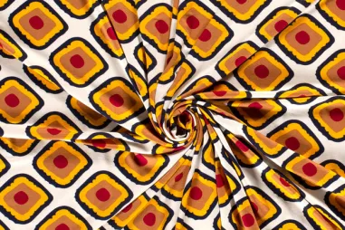 Ausverkauf - Tricot stof - geruit - geel wit - 21115-034