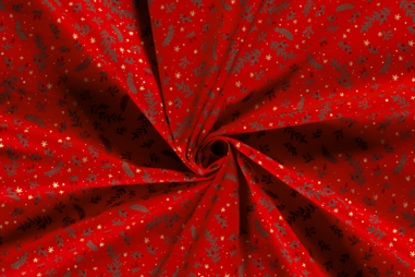 Aankleedkussen stoffen - Kerst katoen stof - kersttak - rood - 20716-015