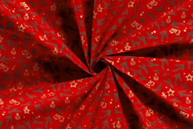 Aankleedkussen stoffen - Kerst katoen stof - kerst motief - rood - 20717-015