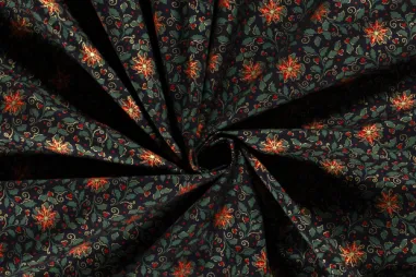 Kerst stoffen - Kerststof - katoen poplin - kerst motief - donkerblauw - 20723-008