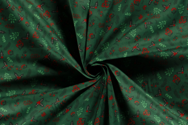 Soepele stoffen - Kerst katoen stof - kersttaken - groen - 20734-025