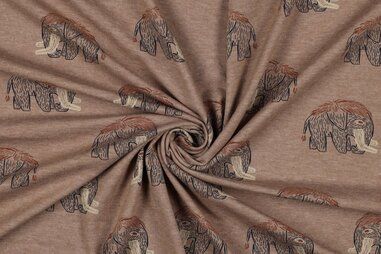 Taupe stoffen - Tricot stof - mammoet - melange taupe - 23/3114-016