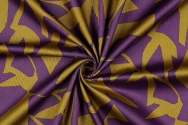 katoenen stoffen met print - Katoen stof - katoen satijn - abstract - paars oker - 23/3148-021