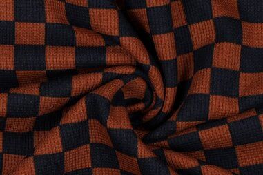 By Poppy najaar / winter 2024 - Gestrickter Stoff - kariert - schwarzbraun - 23/3152-012