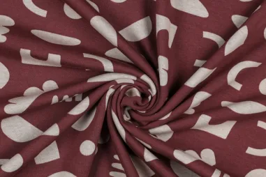 60% polyester, 35% katoen, 5% elastan - Strickstoff - abstrakt - bordeaux - 23/3153-016