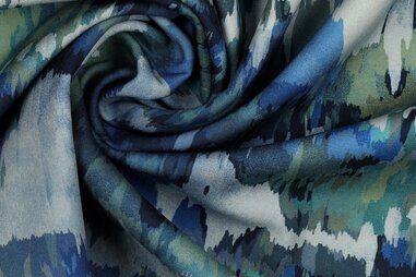Multi kleur stoffen - Softshell stof - digitaal abstract - blauw multi - 3135-005