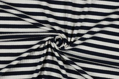By Poppy najaar / winter 2024 - Jersey - ribtricot - gestreift - off-white navy - 23/3990-001