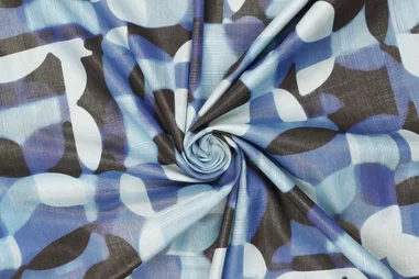Multi stoffen - Katoen stof - abstract - blauw multi - 21103-650