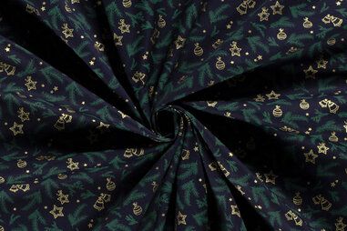 Weihnachtsbaumwollstoffe - Kerst katoen stof - kerst motief - marineblauw - 20717-008