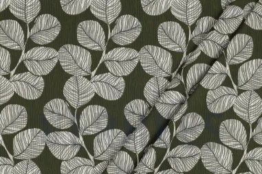 Legergroene stoffen - Katoen met coating - bladeren - legergroen - 5267-006