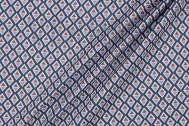 Buitenkussen stoffen - Katoen met coating - abstract - blauw paars wit oranje - 5662-003