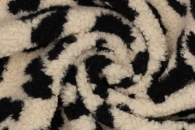 Bodywarmer stoffen - Teddy stof - luipaardprint - ecru zwart - 416066-90