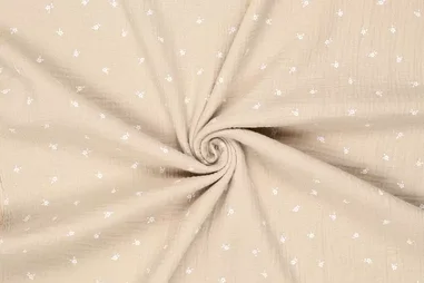 Baby broekje stoffen - Katoen stof - hydrofiel - bloemetjes - beige - 20530-176