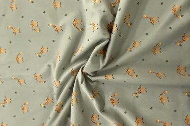 Oud groene stoffen - Tricot stof - giraffe - oudgroen - 340167-12