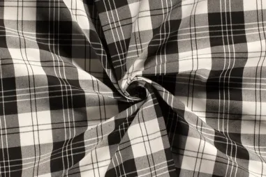 80% Polyester, 20% Viskose - Geruite stof - schotse ruit - zwart/wit 5191-004