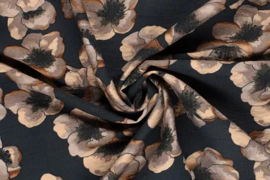 86% viscose, 14% polyamide stoffen - Viskose/Nylon - Blumen - beige - 22024-026