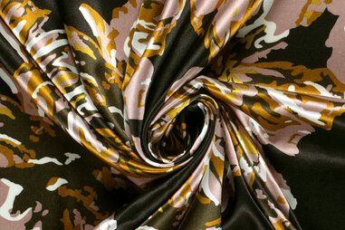 90gr/M² - Satijn stof - abstract - kaki groen - 22036-027