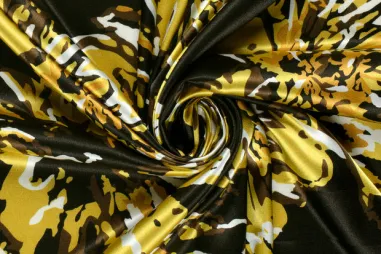 Satijn stoffen - Satijn stof - abstract - okergeel - 22036-034