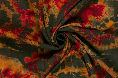 100% viscose stoffen - Viscose stof - borken crepe - abstract - kaki groen - 22049-027