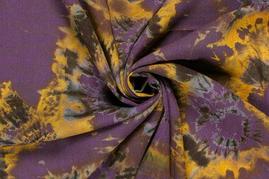 100% viscose stoffen - Viscose stof - borken crepe - abstract - paars - 22049-045