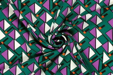 100% viscose stoffen - Viscose stof - abstract - donker groen - 22068-028