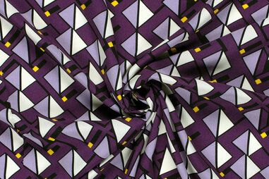 100% viscose stoffen - Viscose stof - abstract - paars - 22068-045