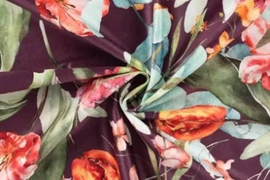 Bloemen motief stoffen - Fluweel stof - digitaal bloemen - mauve - 22773-450
