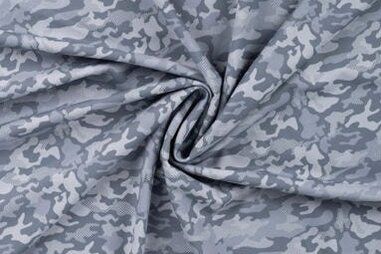Sportkleding stoffen - Tricot stof - sportswear - camouflage - jeansblauw -11669-960
