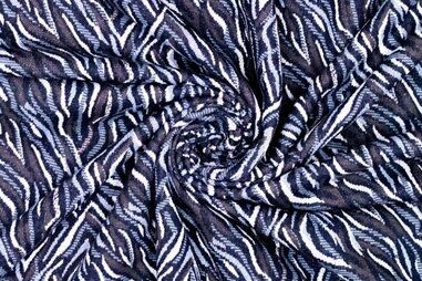 Gerecyclede stoffen - Strickstoff - Jaquard Lurex - Zebradruck - blau - 449541-60