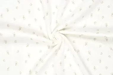 Babydeken stoffen - Katoen stof - hydrofiel - vogeltjes - gebroken wit - 20530-025
