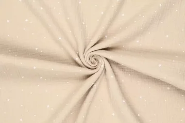 Babydeken stoffen - Katoen stof - hydrofiel - sterretjes - beige - 20530-174