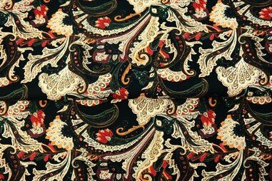 Uitverkoop - Tricot stof - digitaal paisley - zwart - 24960-20