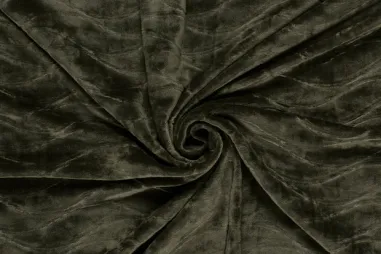 Golf stoffen - * Fluweel stof - gepreekt golven - kaki groen - 22092-027