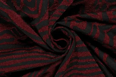 Glitter - Polyester stof - jacquard lurex - abstract - donker rood - 22098-015