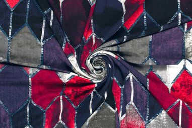 95% viscose, 5% elastan stoffen - Tricot stof - abstract - multi licht grijs - 22134-061