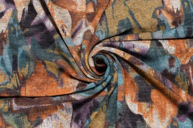 Multi stoffen - Stretch stof - angora gebrushed - abstract - multi - 22191-067