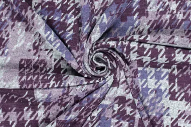 Stretch stoffen - Stretch stof - angora gebrushed - abstract - paars - 22195-045