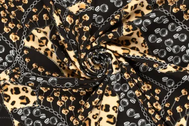 Uitverkoop - Tricot stof - punta di roma - abstract - zwart - 22206-069