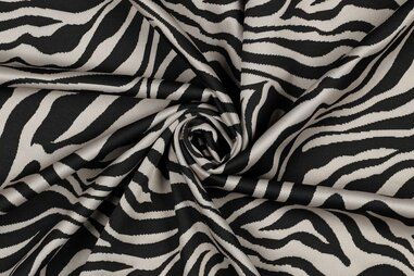 270gr/M² - Gebreide stof - jaquard zebraprint - zwart wit - 3482-001
