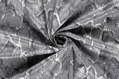 Suèdine Stoffen - Suèdine stof - suede wildleer slangenprint - zwart grijs - 22233-069