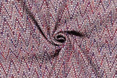 Mantelstoff - Polyesterstoff - Jacquard Zickzack - kobaltrot - 22247-005
