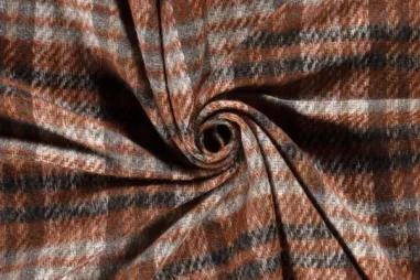 345gr/M² - Polyester stof - jacquard ruiten - brique - 22249-056