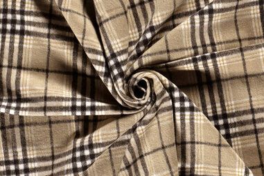 Mantelstoff - Polyesterstoff - Jacquard kariert gebürstet - beige - 22254-052