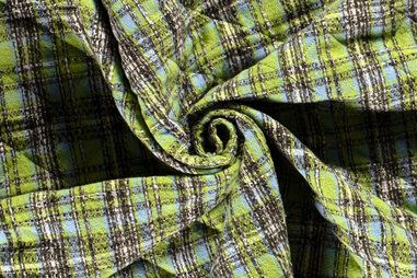 Gestepte voering stoffen - Doorgestikte stof - jacquard ruiten - lime - 22257-023
