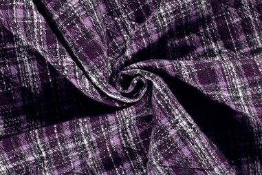 Gestepptes Futter - Gesteppter Stoff - Jacquard kariert - lila - 22257-045