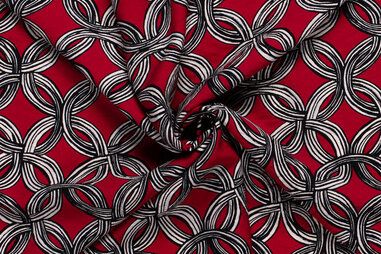 105gr/M² - Viscose stof - nylon crepe - abstract - rood - 22007-016